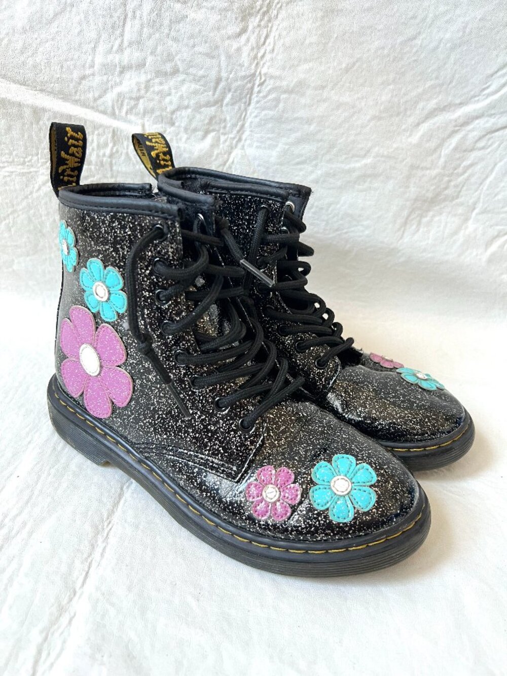 Dr Martens boots Junior 1460 Glitter Flower black cosmic size 3 combat zip up